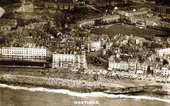 Aerial-view-of-the-town-centre-with-the-beached-submarine-1919.